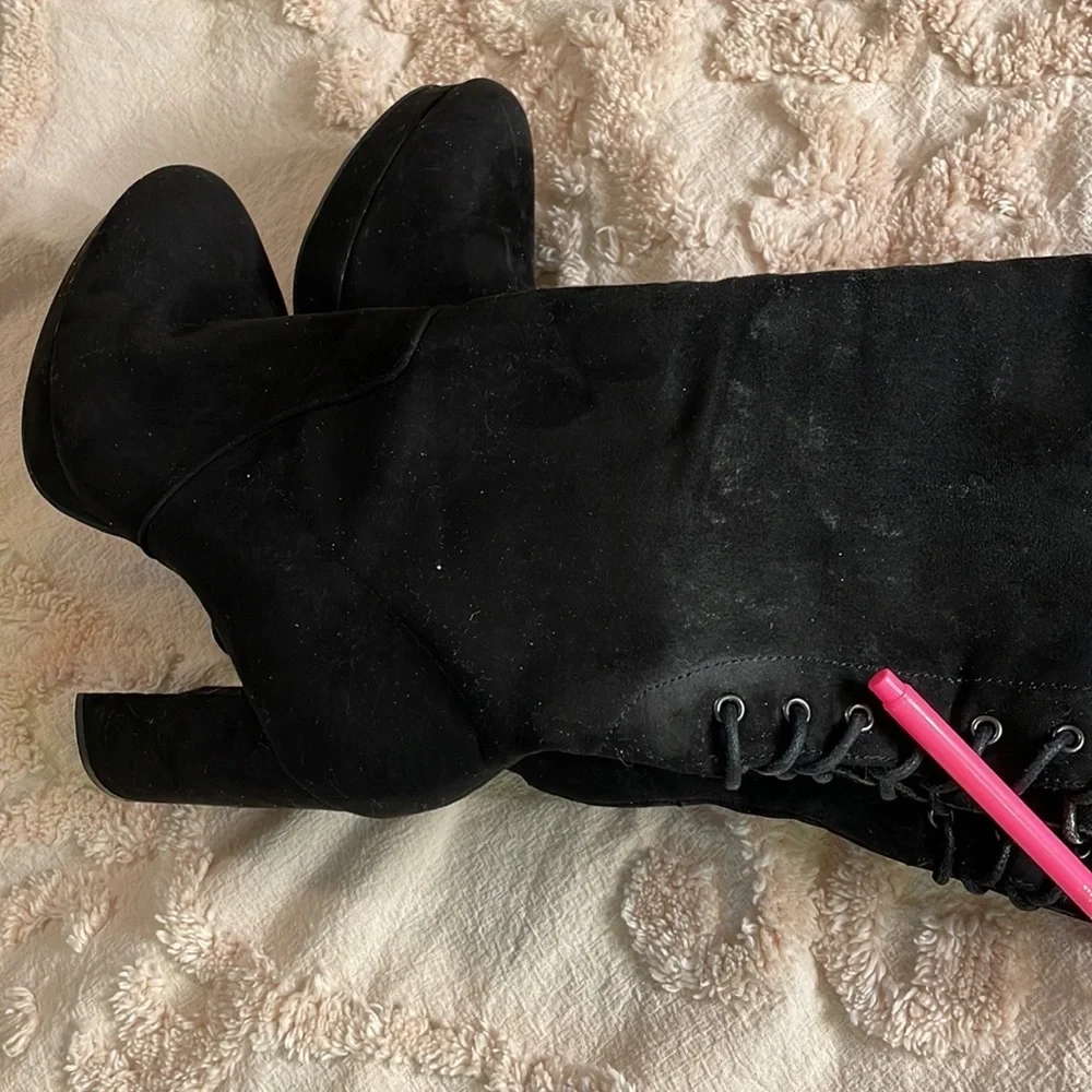 Thigh High Platform High Heel Laced Boots - Picture 10 of 15